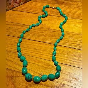 Gorgeous VTG Kenneth Lane long beaded necklace, turquoise marble graduated beads
